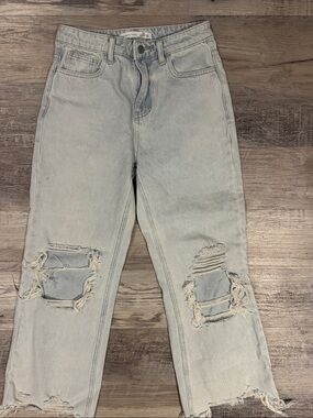 Altar'd State Light Wash Distressed Straight Leg Jeans